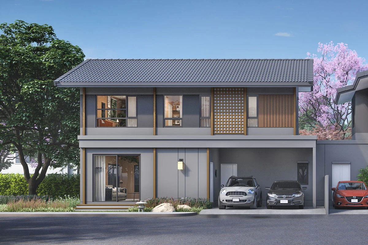 แบบบ้านสวย บ้านดีไซน์สวยจากต่างประเทศ AKI (อะกิ) บ้านแฝดฟังก์ชันบ้านเดี่ยว แบบบ้านครอบครัวเล็ก เรือนหอ