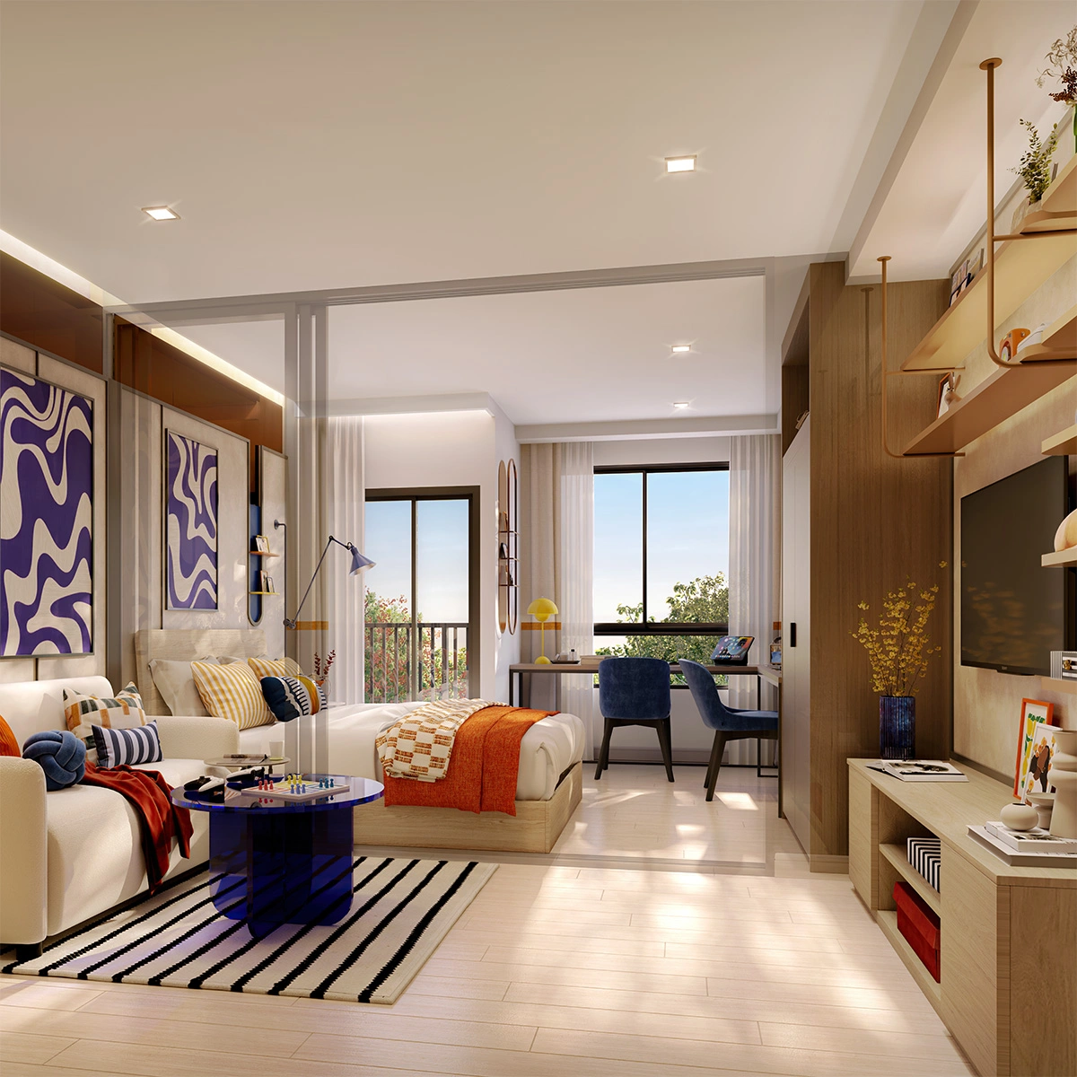 คอนโด ดีคอนโด วิวิด รังสิต เลขที่ 010801 ทิศใต้ ห้องชั้นสูง วิวโล่ง