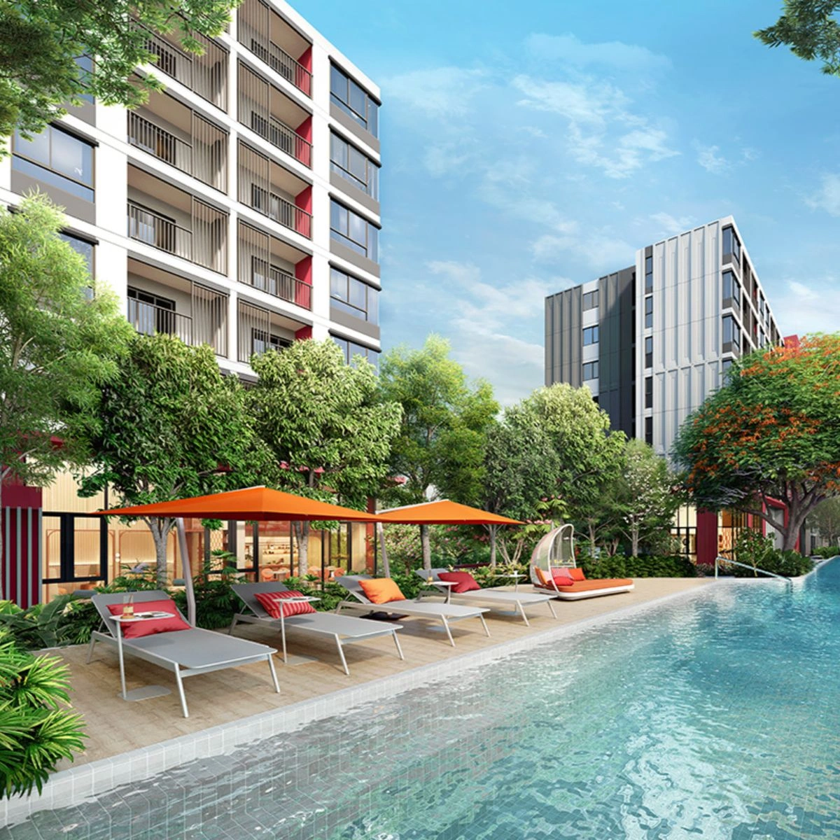 คอนโด ดีคอนโด วิวิด รังสิต เลขที่ 020332 ทิศใต้ ห้องแต่งครบ วิวสวน