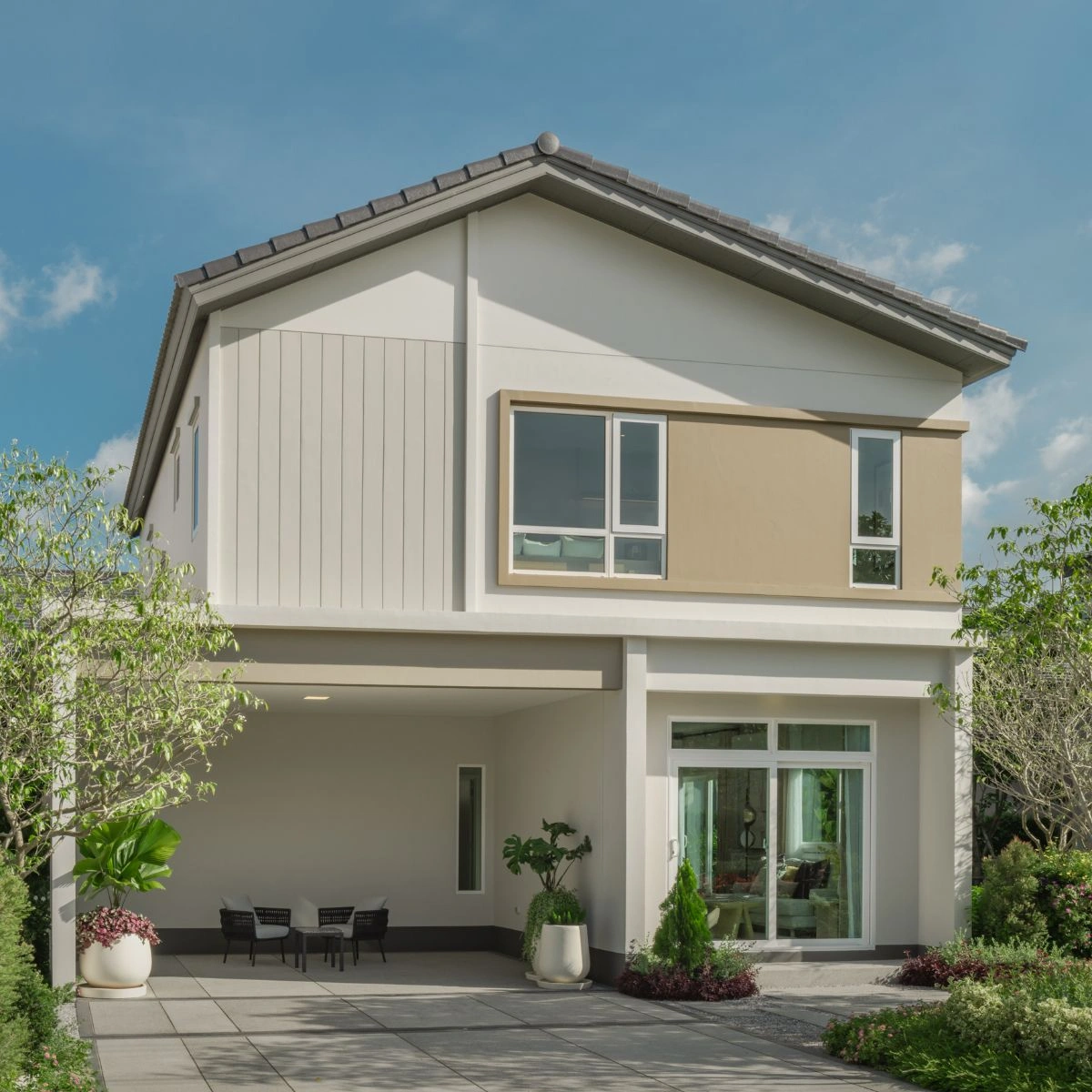บ้าน เมเบิล บางนา กม.26 เลขที่ 888/93 ทิศตะวันตก โซนส่วนตัว หน้าบ้านไม่ติดใคร