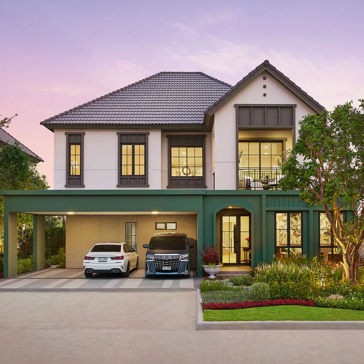 บ้าน สราญสิริ ราชพฤกษ์ - 345 เลขที่ 68/111 ทิศใต้ บ้านใหญ่แปลงมุม โซนสวน