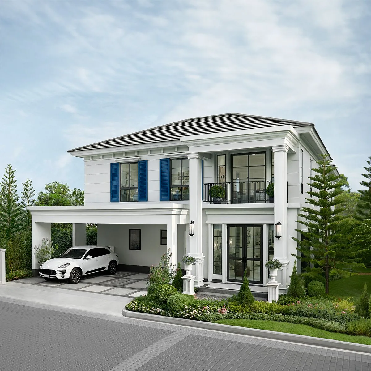 บ้าน เศรษฐสิริ บางนา กม.10 เลขที่ 898/52 ทิศใต้ บ้านเฟสใหม่ โซนหน้าโครงการ