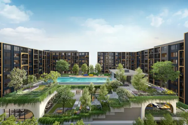 คอนโดมิเนียม เดอะ เบส รัชดา 19 - สวนพักผ่อน สระว่ายน้ำ และฟิตเนส