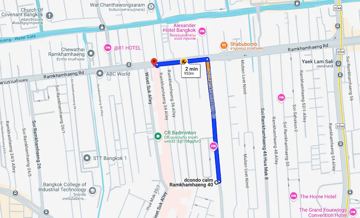 โครงการดีคอนโด คาล์ม อยู่ห่างจากโรงพยาบาลรามคำแหง เพียง 2 นาที