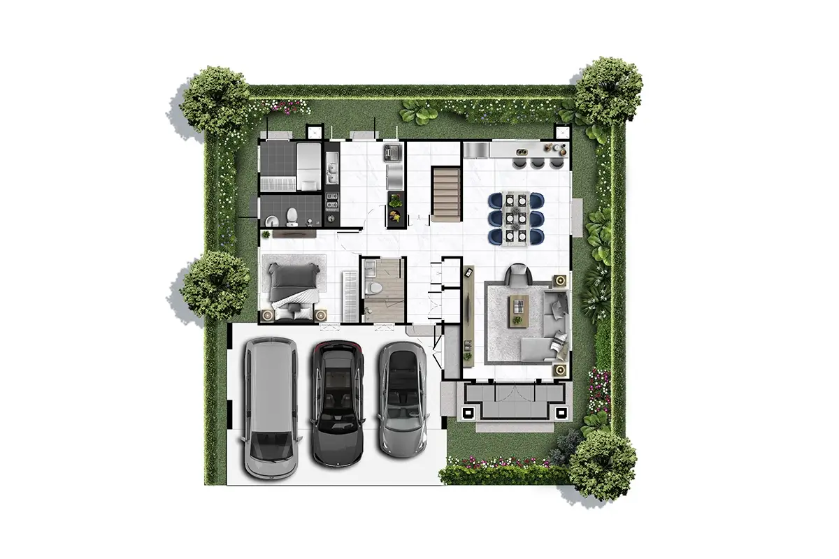 แปลนแบบบ้านเดี่ยว 2 ชั้น Lawrence โครงการเศรษฐสิริ บางนา กม.10
