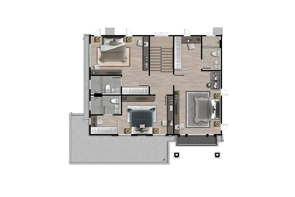 แปลนแบบบ้านเดี่ยว 2 ชั้น Lawrence โครงการเศรษฐสิริ บางนา กม.10